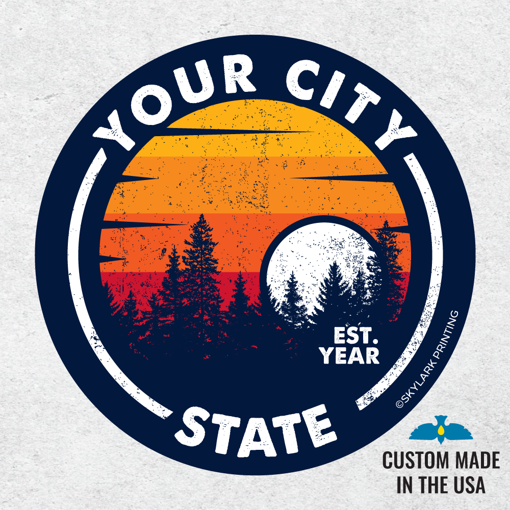 Classic Adventure Souvenir Circle Sticker: Matte / 3 Inch Circle Sticker / Lake