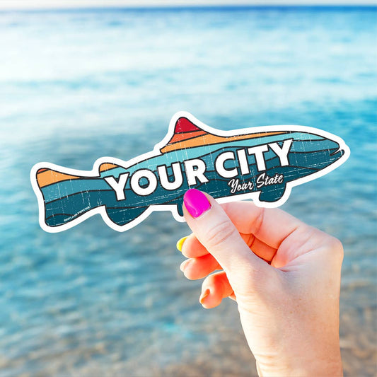 Custom Trout Souvenir Fish Sticker with Your Text: Original Color / Matte / Regular Size (Most Popular)