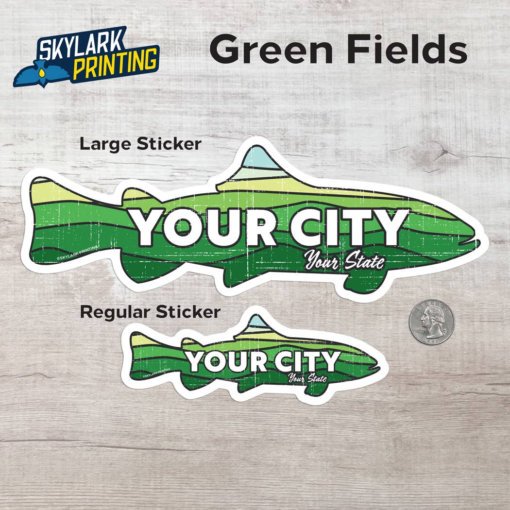 Custom Trout Souvenir Fish Sticker with Your Text: Original Color / Matte / Regular Size (Most Popular)