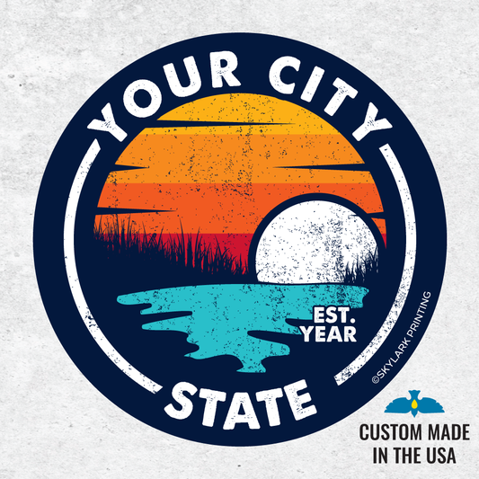 Classic Adventure Souvenir Circle Sticker: Matte / 3 Inch Circle Sticker / Lake