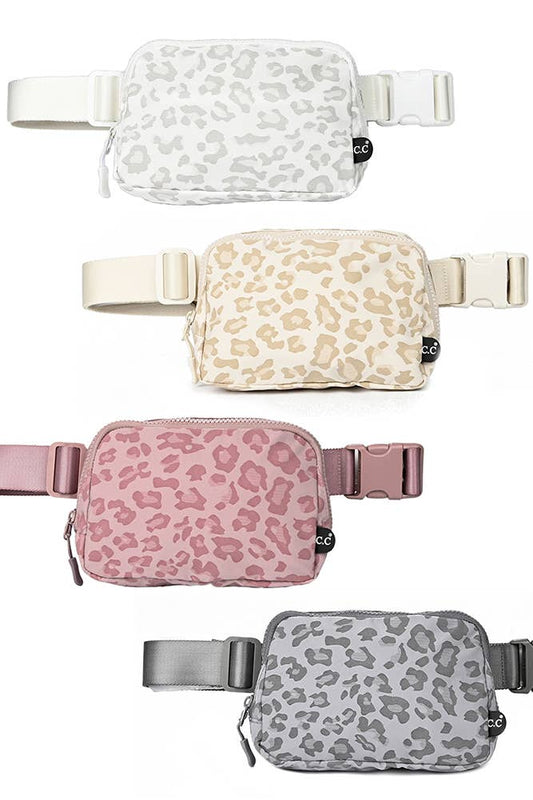 C.C Leopard Pattern Fanny Pack: White