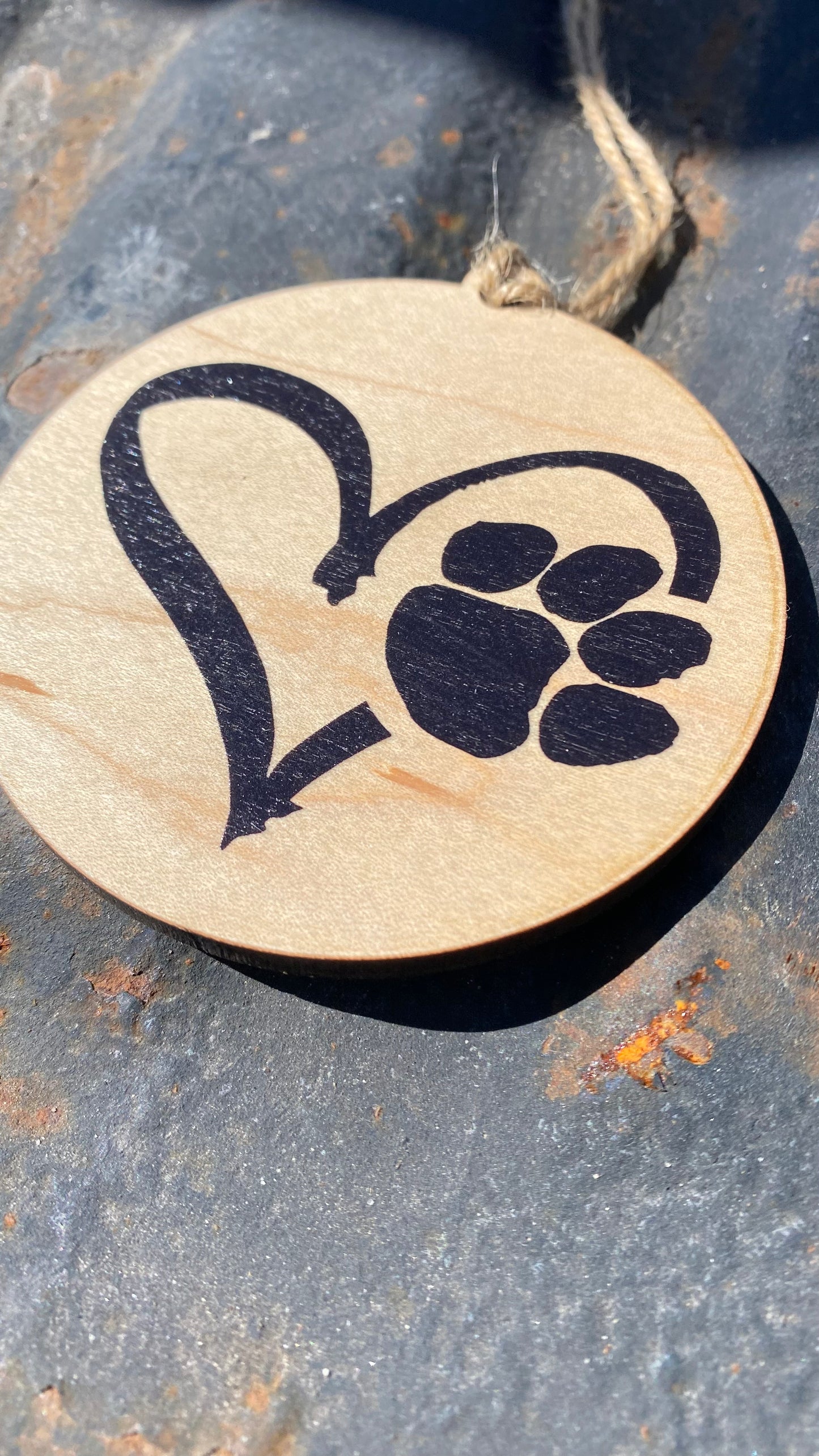 Puppy Heart Wood Ornament