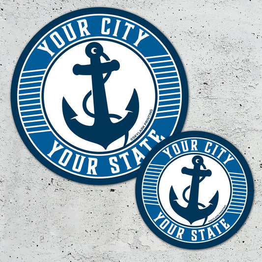 Sea Captain Custom Souvenir Sticker with Your City, State: Gloss / Regular Size (Popular Souvenir Size)