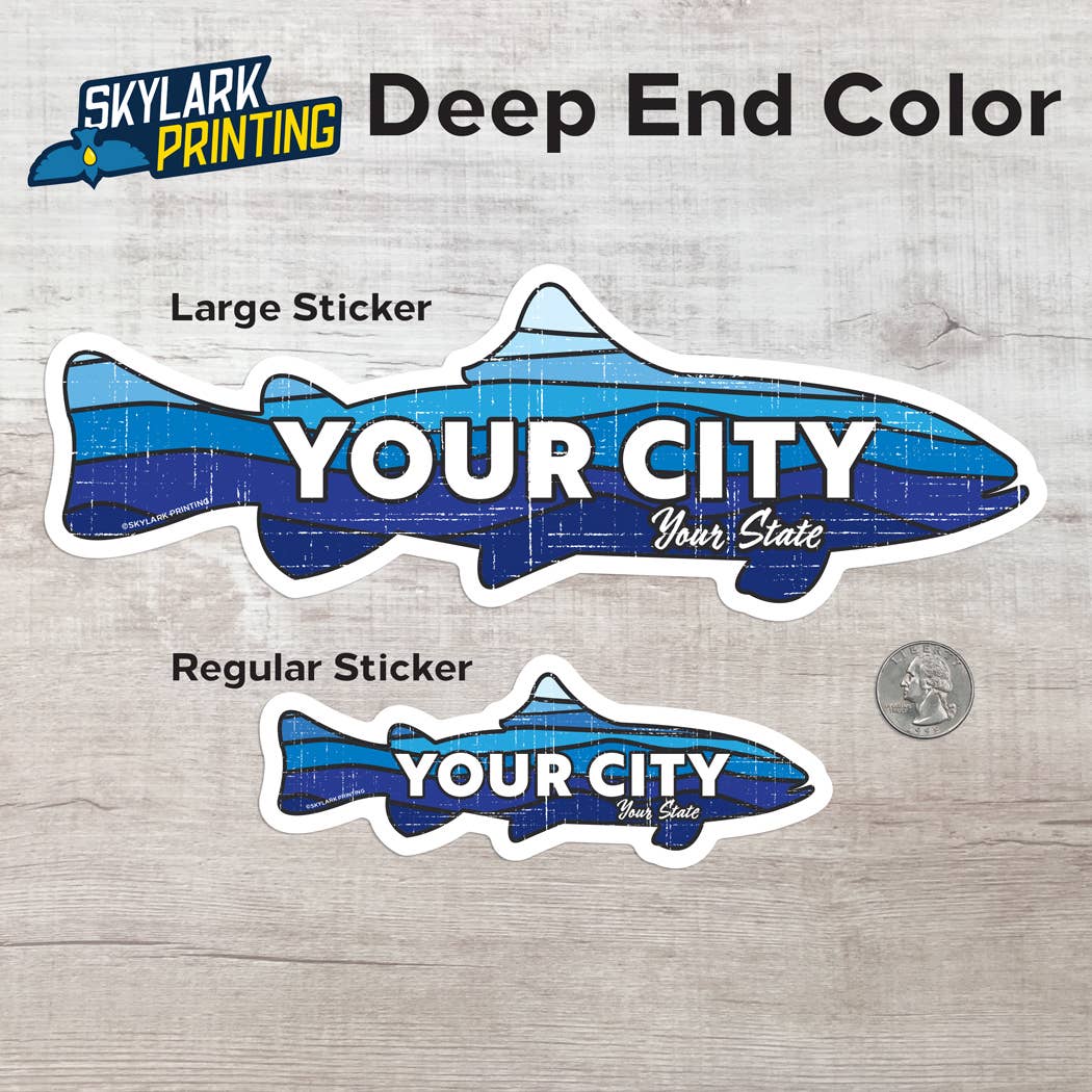 Custom Trout Souvenir Fish Sticker with Your Text: Original Color / Matte / Regular Size (Most Popular)