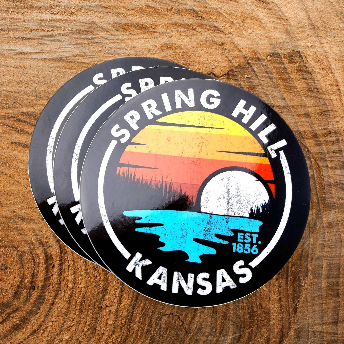 Classic Adventure Souvenir Circle Sticker: Matte / 3 Inch Circle Sticker / Lake