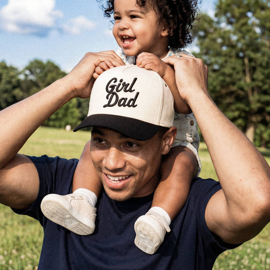 C.C GIRL DAD Letter Embroidered on Two Tone Trucker Hat: Black