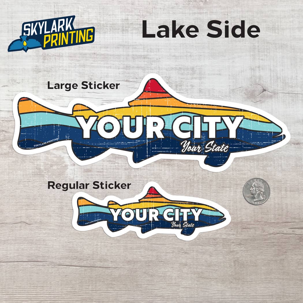 Custom Trout Souvenir Fish Sticker with Your Text: Original Color / Matte / Regular Size (Most Popular)