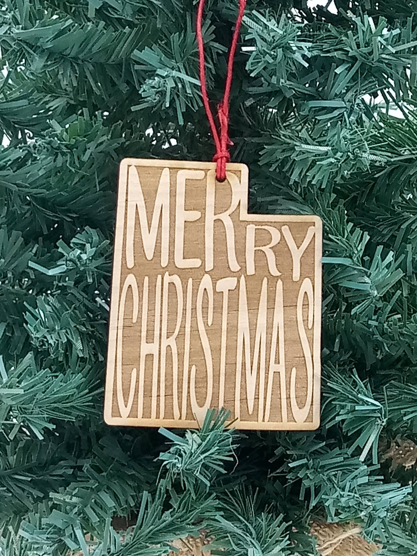 Merry Christmas UTAH UT Wooden Christmas Ornament