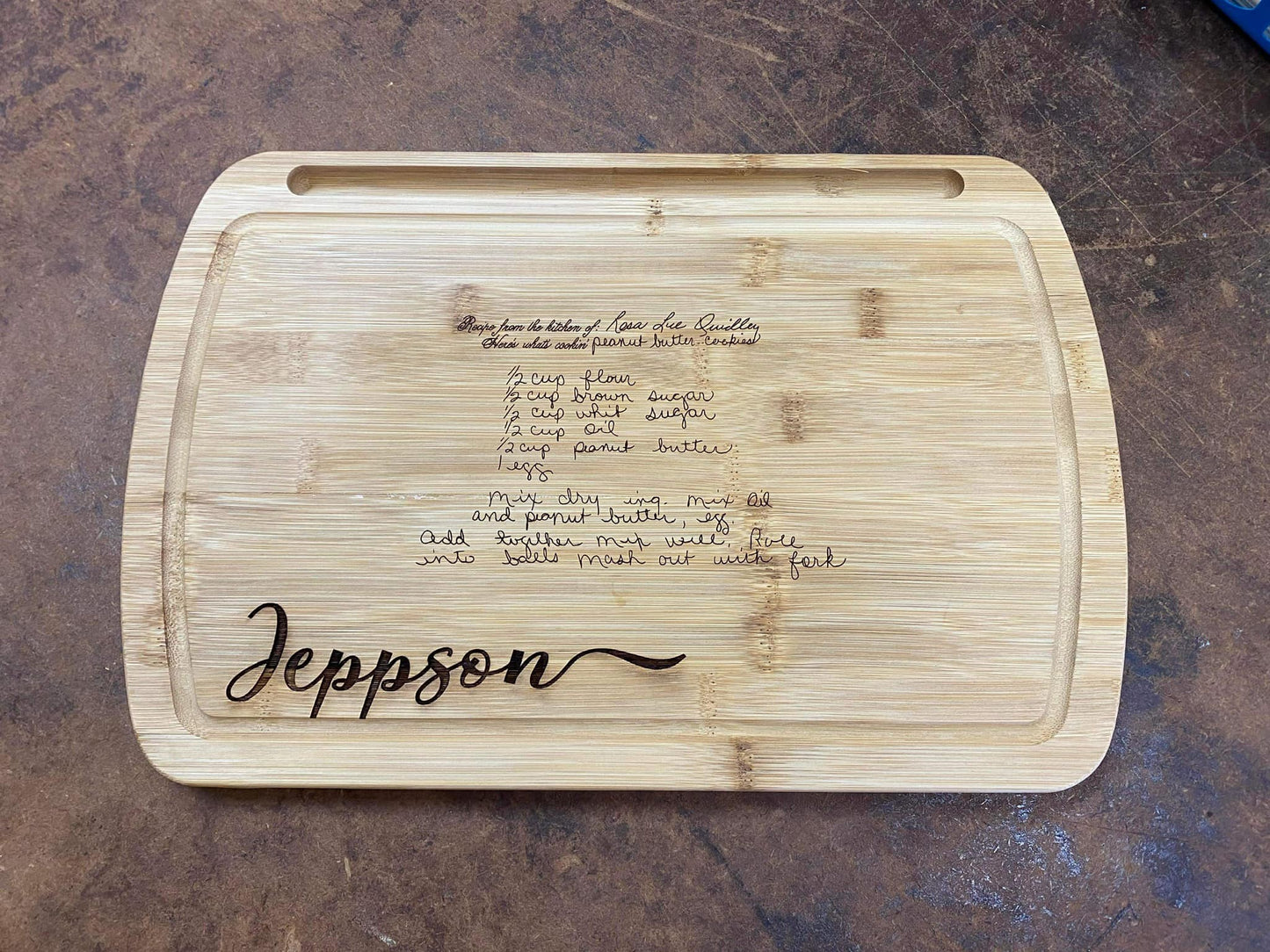 Handwritten Recipe Cutting Board