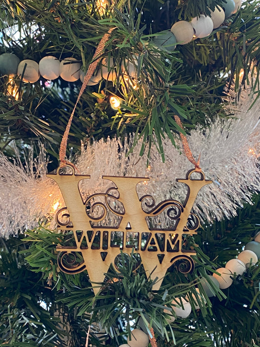 Custom Wood Monogram Ornaments