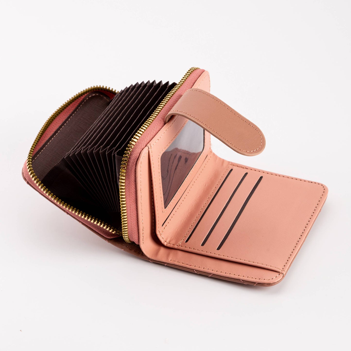Diamond-Stitched Pattern Multi Slot  ID Window Wallet: Gray
