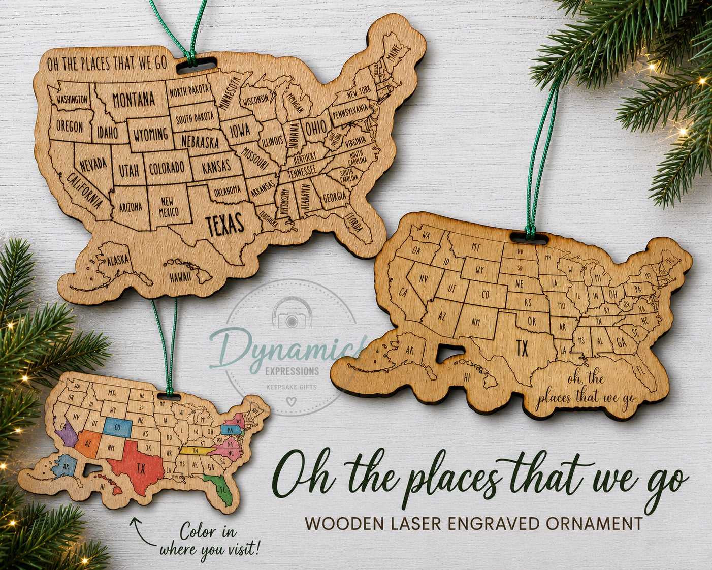 US Travel Map Ornament