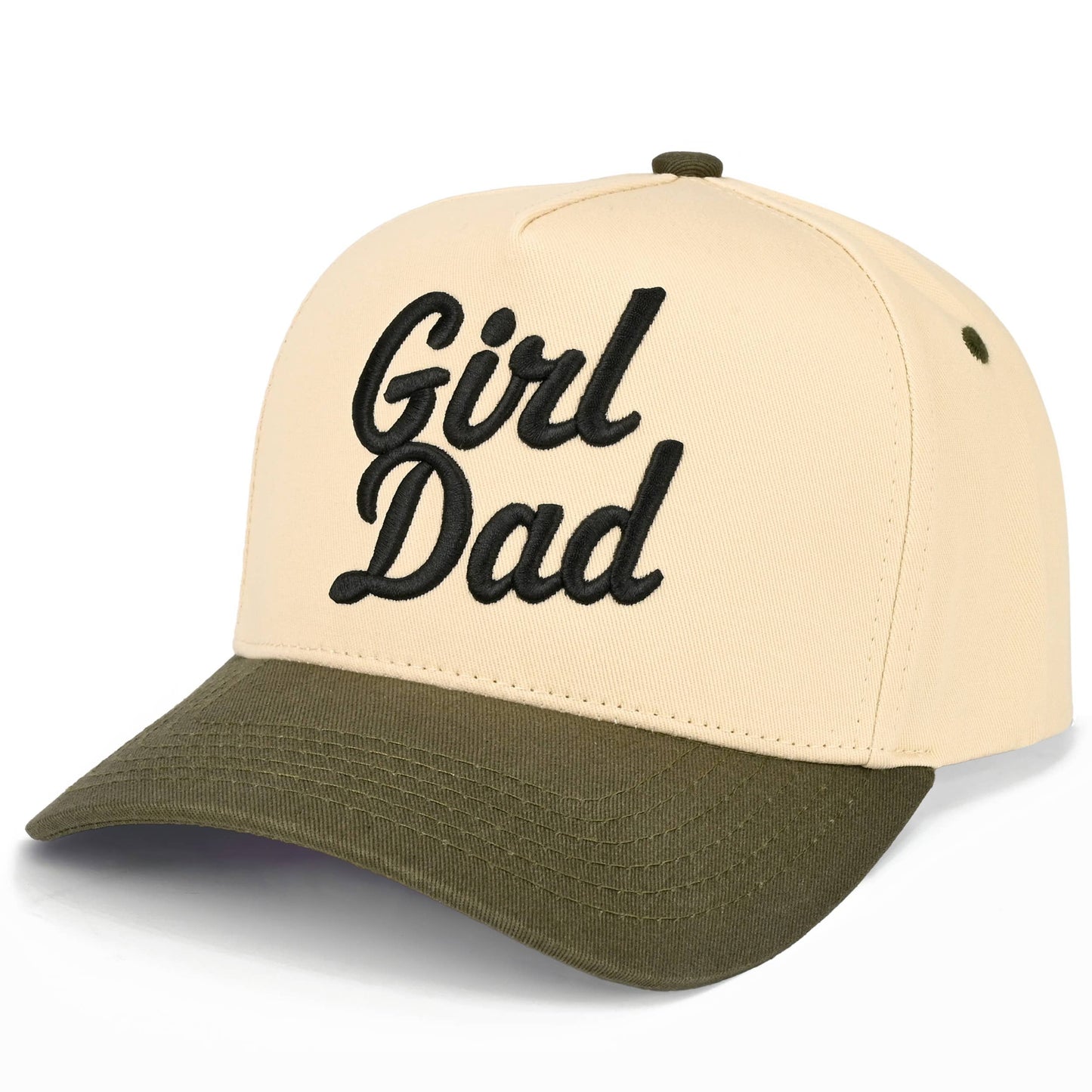 C.C GIRL DAD Letter Embroidered on Two Tone Trucker Hat: Black