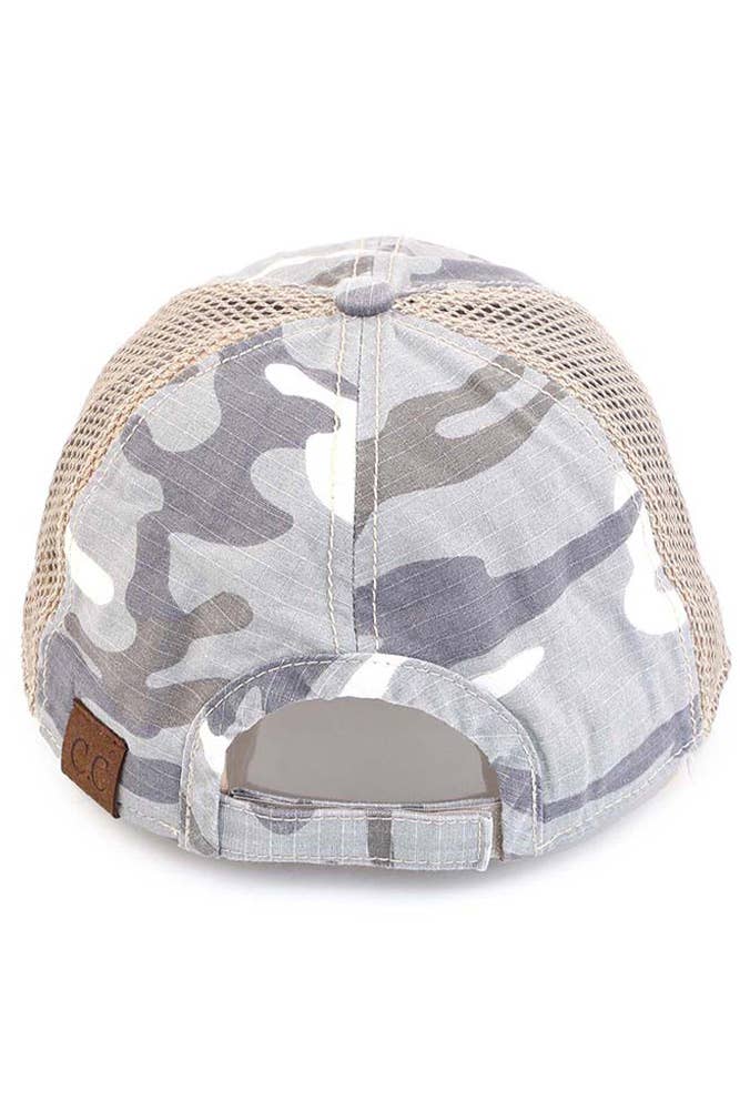 C.C American Flag Embroidery Camo Baseball Cap: Gray