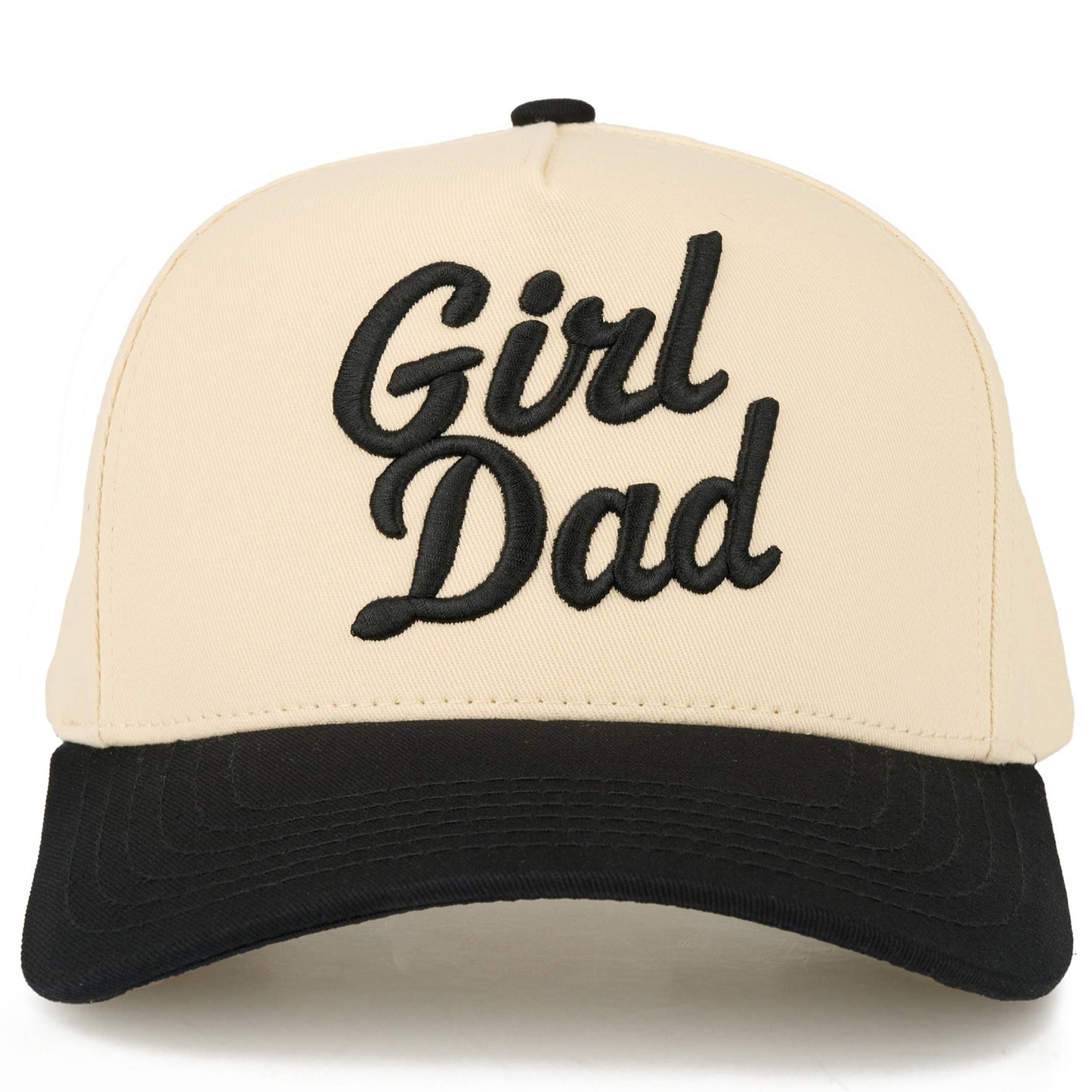 C.C GIRL DAD Letter Embroidered on Two Tone Trucker Hat: Black
