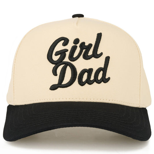C.C GIRL DAD Letter Embroidered on Two Tone Trucker Hat: Black