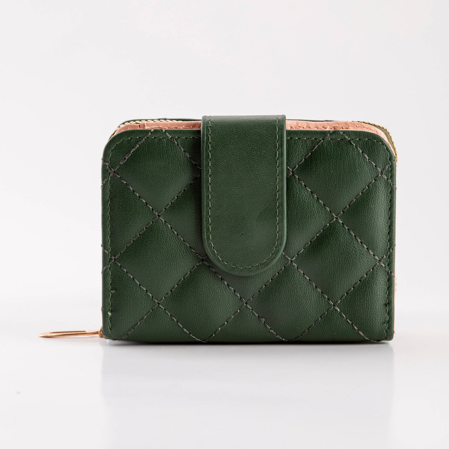 Diamond-Stitched Pattern Multi Slot  ID Window Wallet: Gray