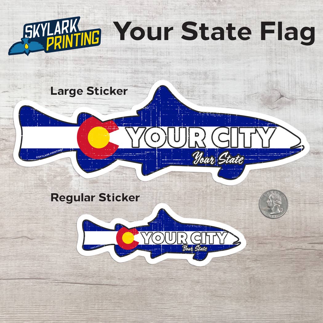 Custom Trout Souvenir Fish Sticker with Your Text: Original Color / Matte / Regular Size (Most Popular)