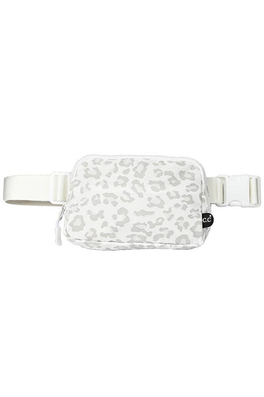 C.C Leopard Pattern Fanny Pack: White