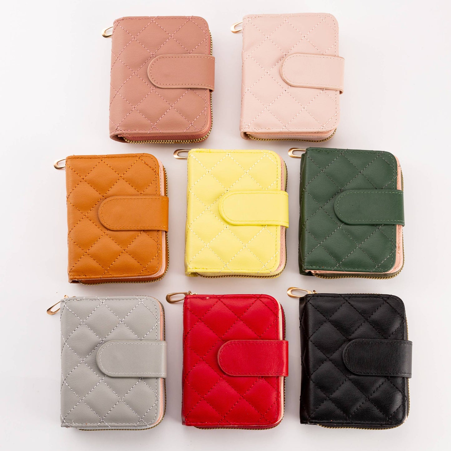 Diamond-Stitched Pattern Multi Slot  ID Window Wallet: Gray