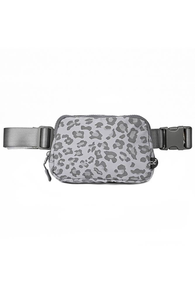 C.C Leopard Pattern Fanny Pack: White