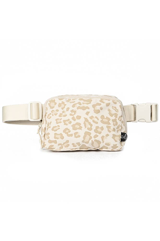 C.C Leopard Pattern Fanny Pack: White