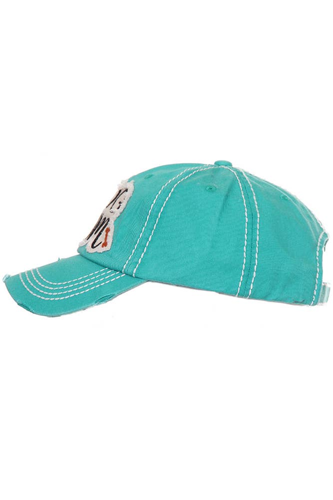 DOG MOM Patch Vintage Distressed Baseball Cap: Rose