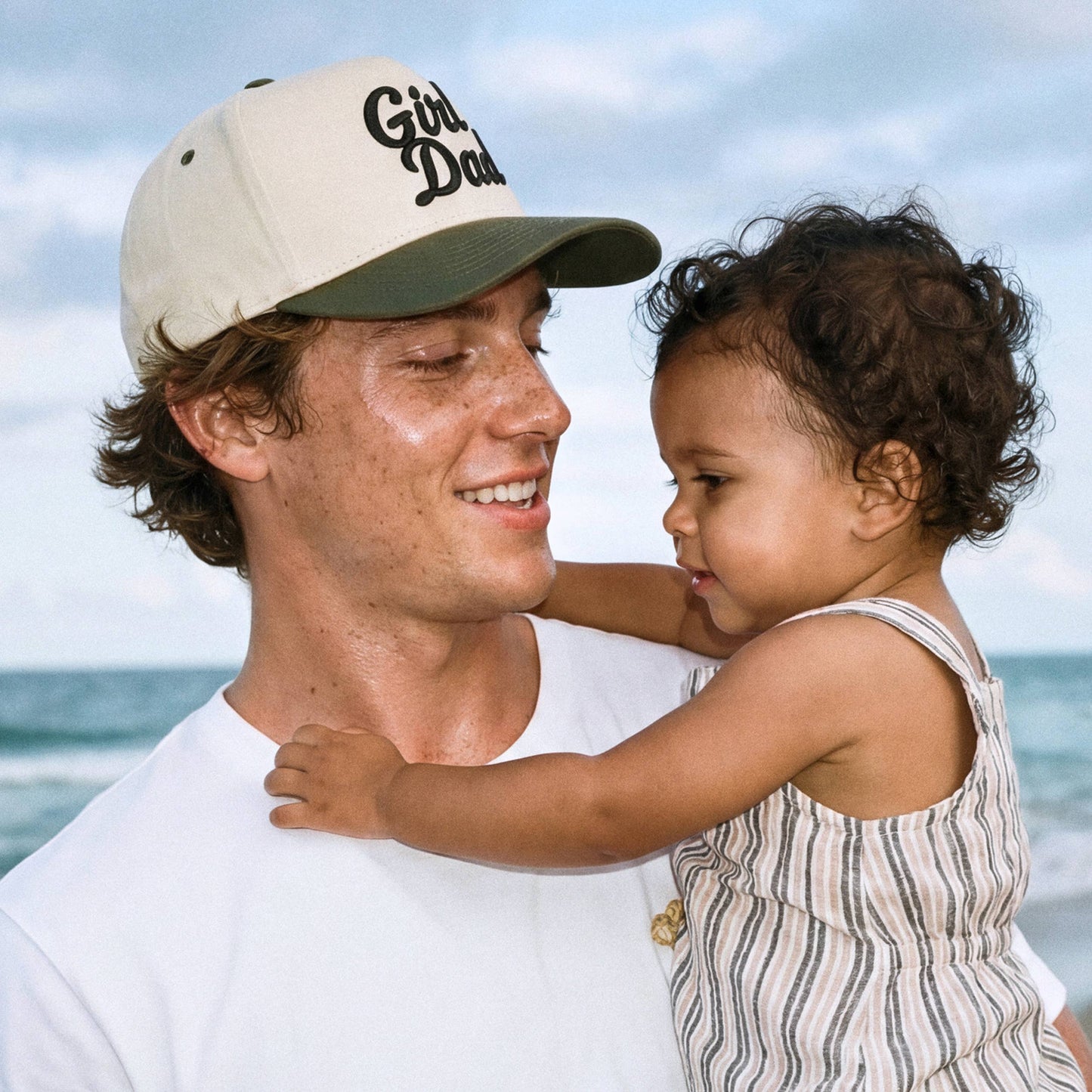 C.C GIRL DAD Letter Embroidered on Two Tone Trucker Hat: Black