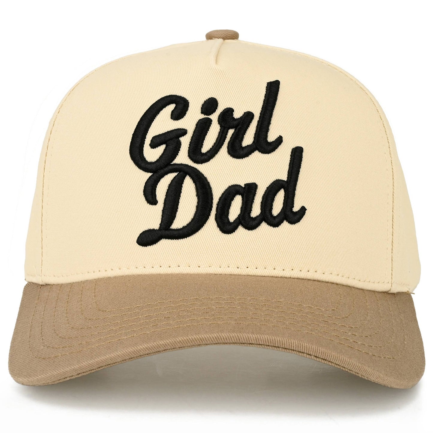 C.C GIRL DAD Letter Embroidered on Two Tone Trucker Hat: Black