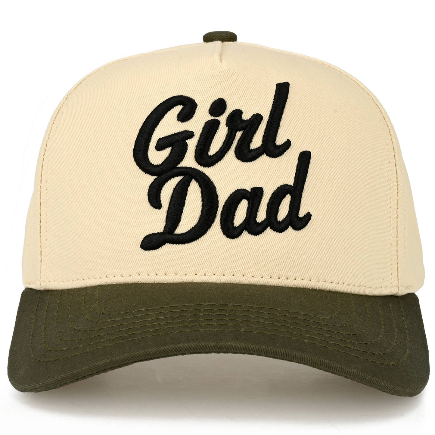 C.C GIRL DAD Letter Embroidered on Two Tone Trucker Hat: Black