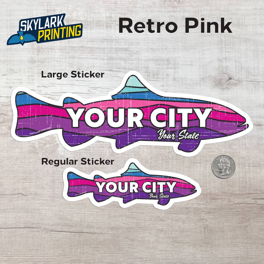 Custom Trout Souvenir Fish Sticker with Your Text: Original Color / Matte / Regular Size (Most Popular)