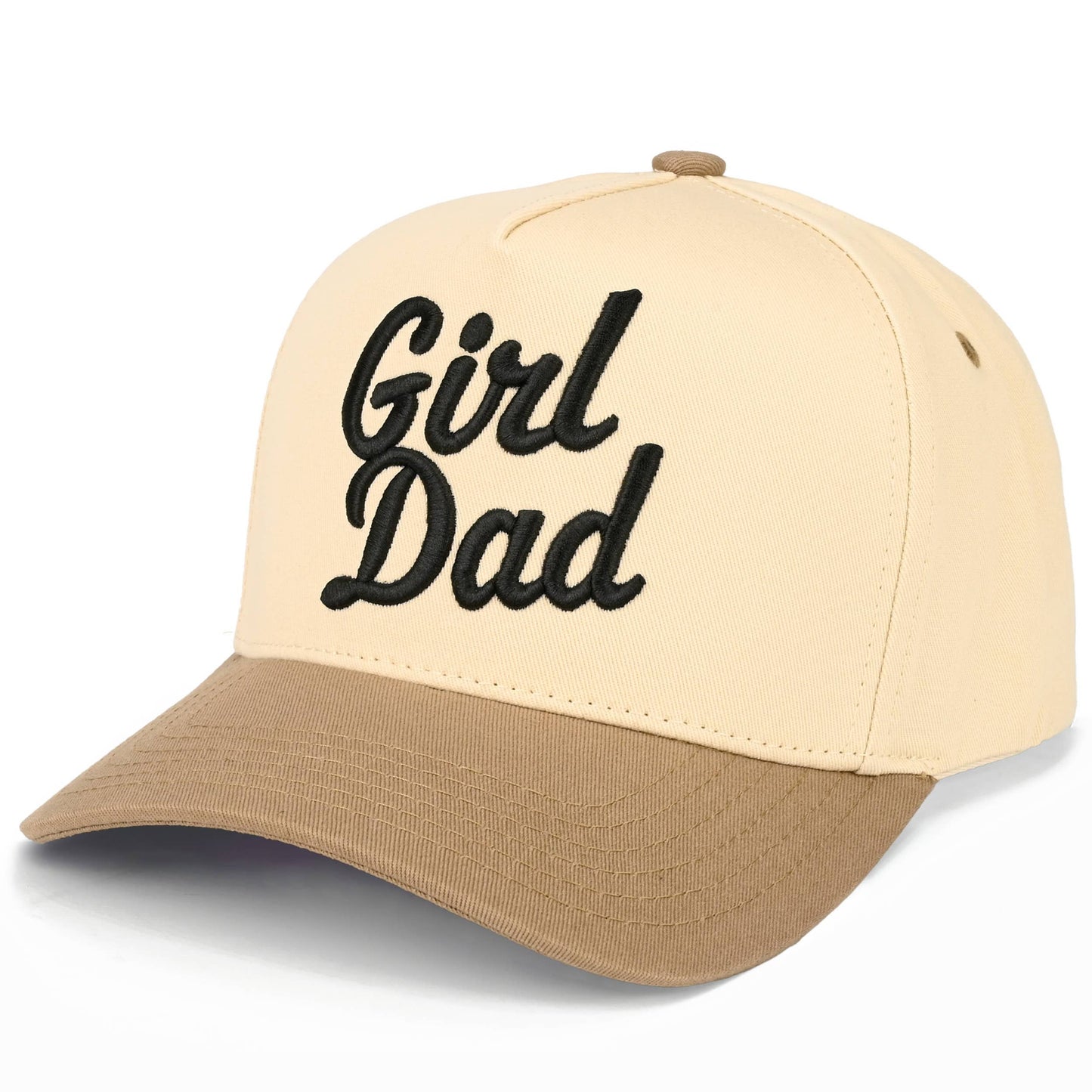 C.C GIRL DAD Letter Embroidered on Two Tone Trucker Hat: Black
