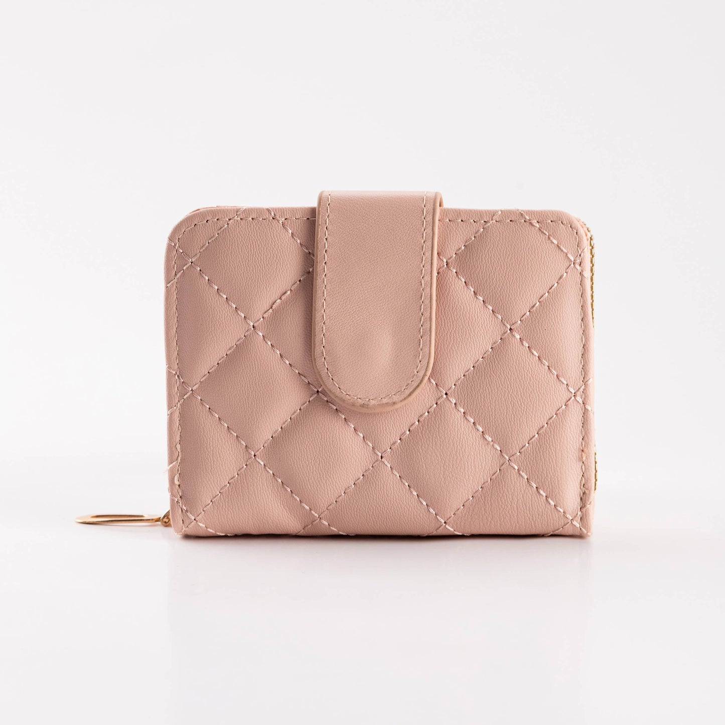 Diamond-Stitched Pattern Multi Slot  ID Window Wallet: Gray