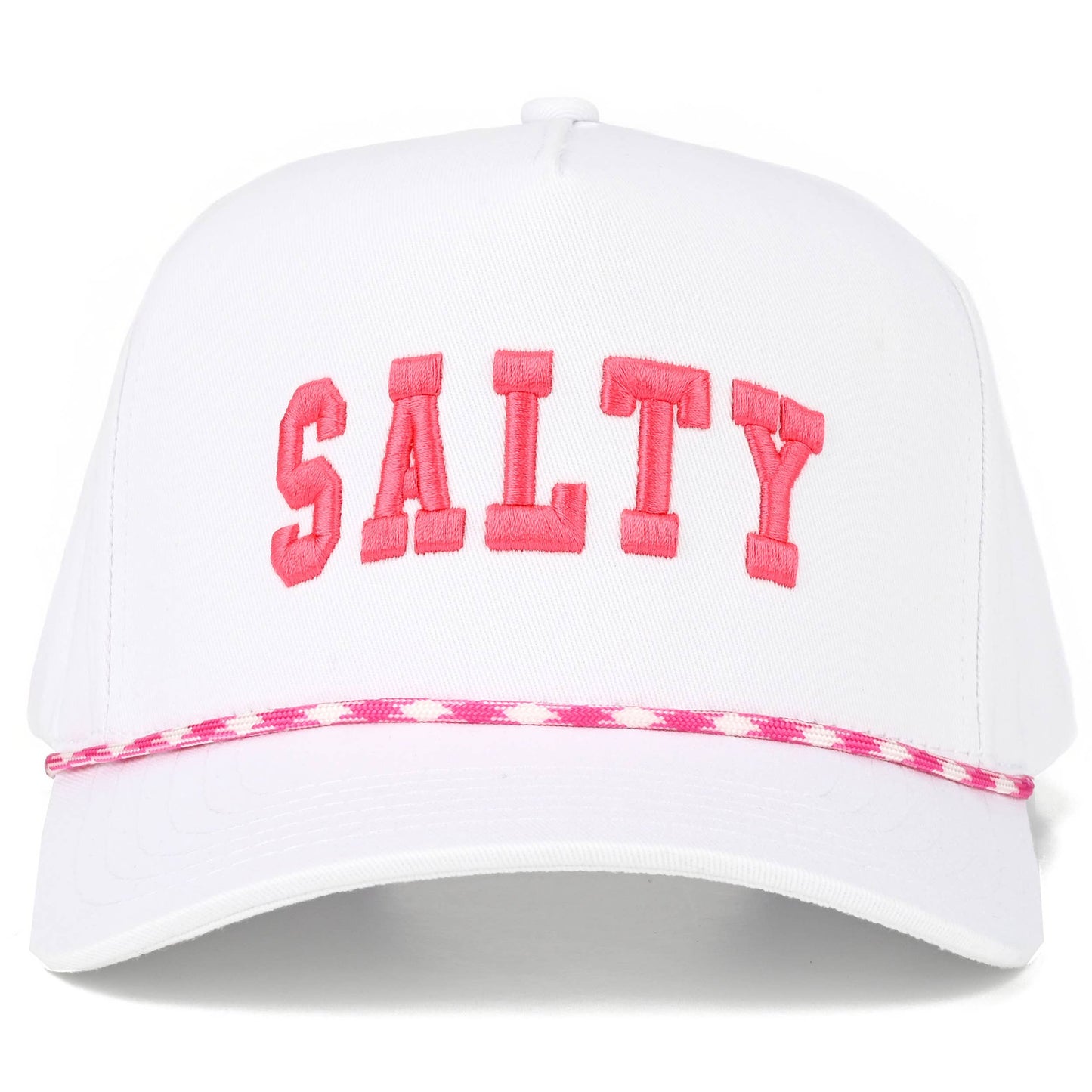 C.C SALTY Letter with Color Rope Trucker Hat: Hot Pink