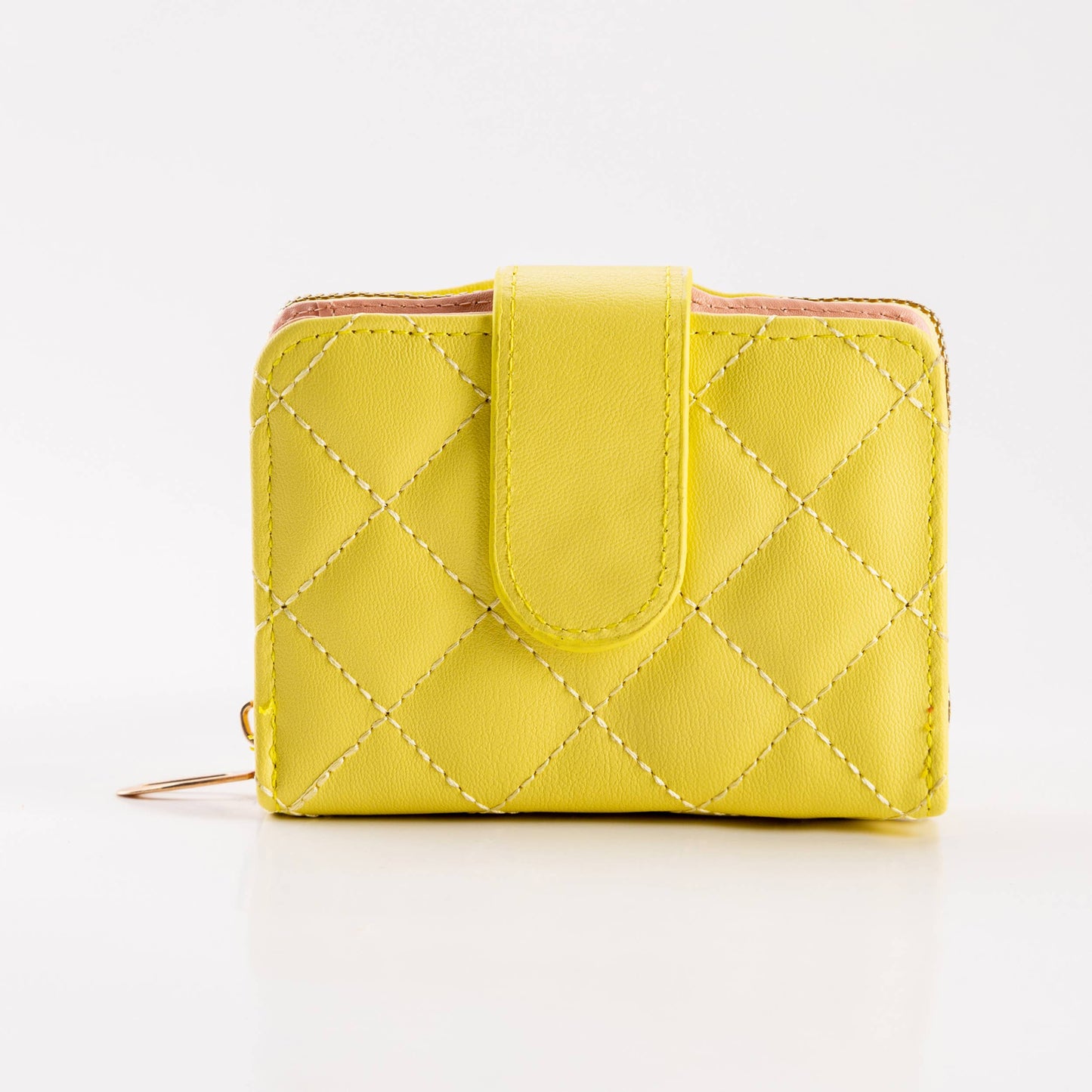 Diamond-Stitched Pattern Multi Slot  ID Window Wallet: Gray