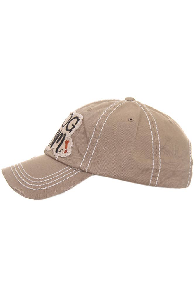 DOG MOM Patch Vintage Distressed Baseball Cap: Rose