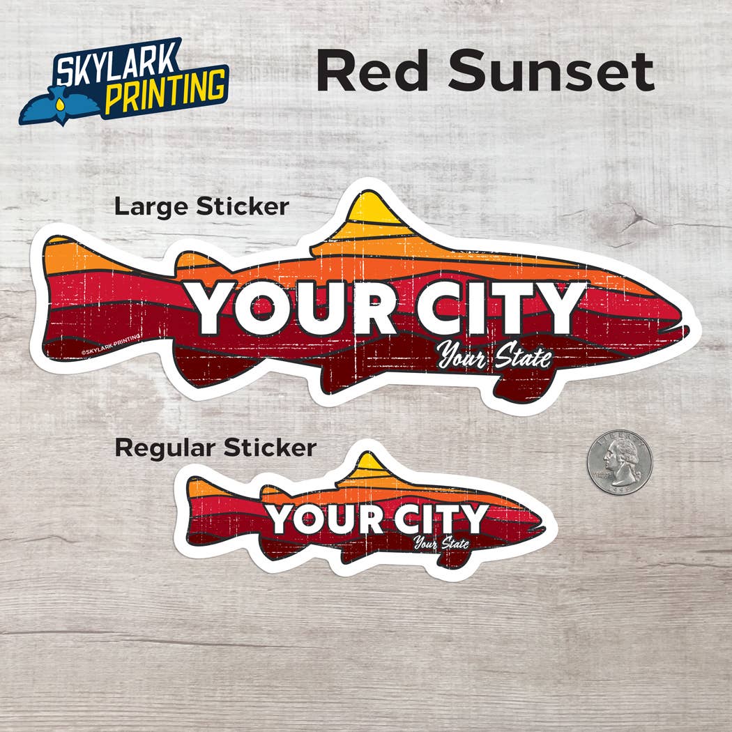Custom Trout Souvenir Fish Sticker with Your Text: Original Color / Matte / Regular Size (Most Popular)