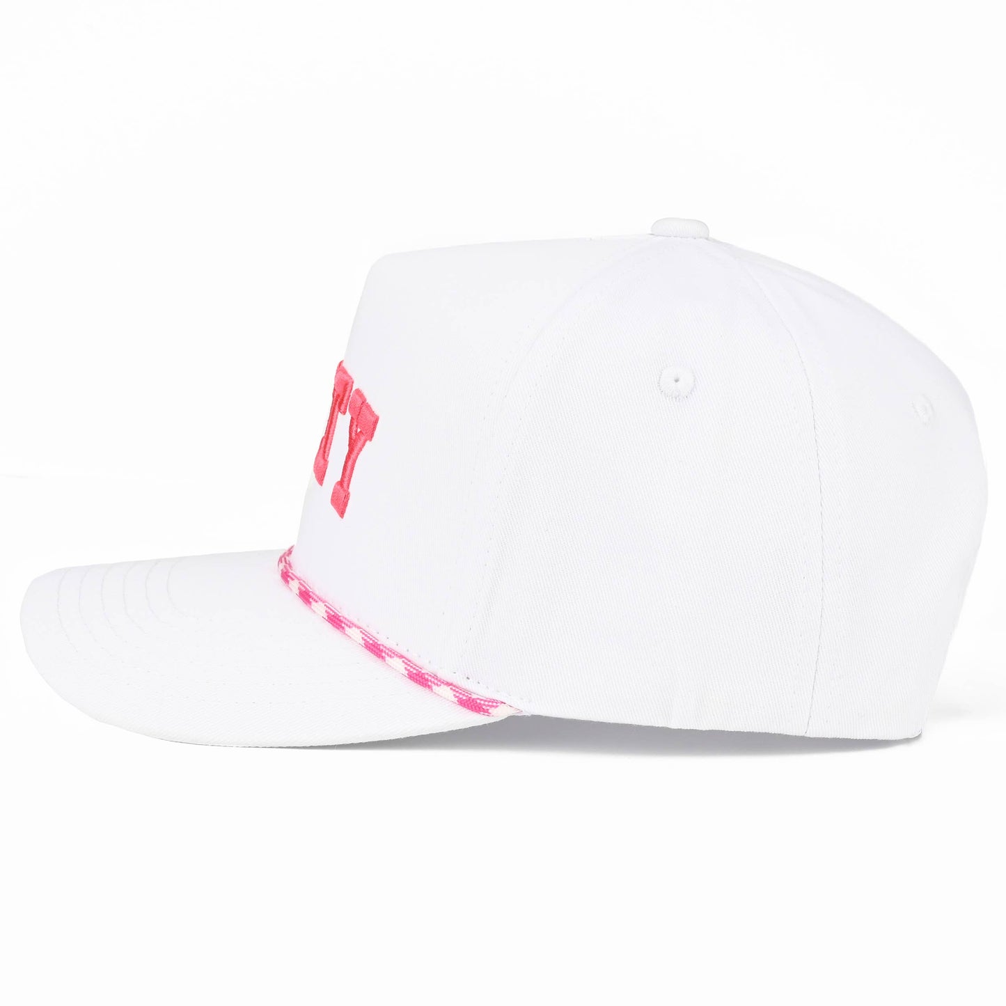 C.C SALTY Letter with Color Rope Trucker Hat: Hot Pink