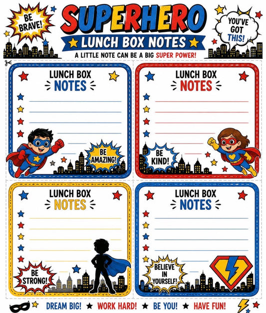 Boys Lunch Box Notes Printable PDF *digital download*