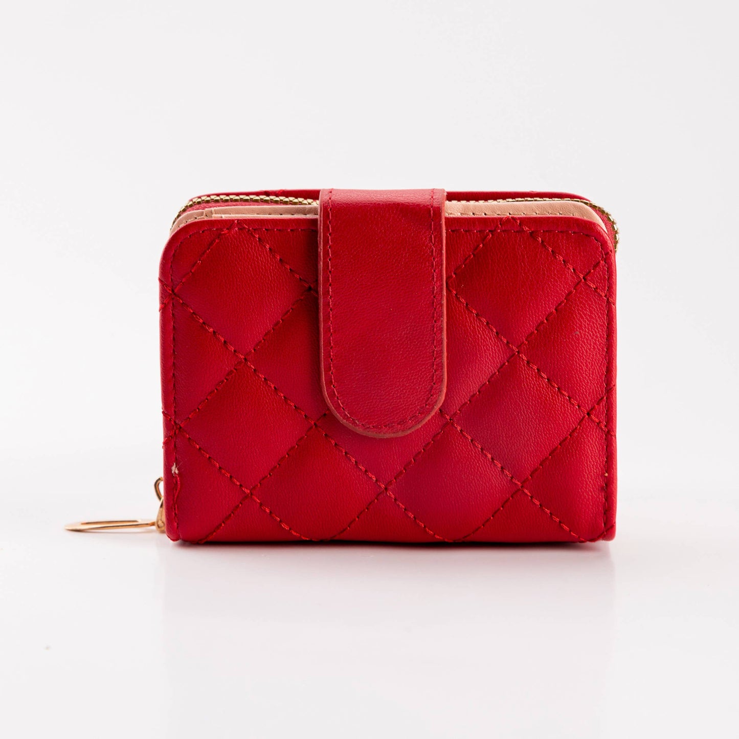 Diamond-Stitched Pattern Multi Slot  ID Window Wallet: Gray