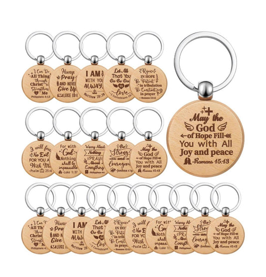 Beautiful Christian Bible Verse wood keychains pack of 25