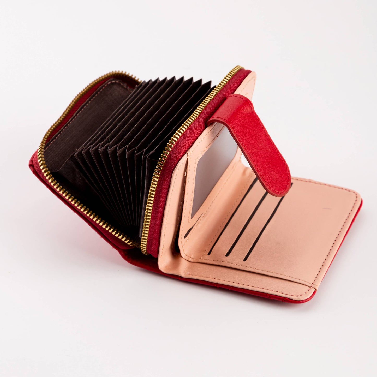 Diamond-Stitched Pattern Multi Slot  ID Window Wallet: Gray