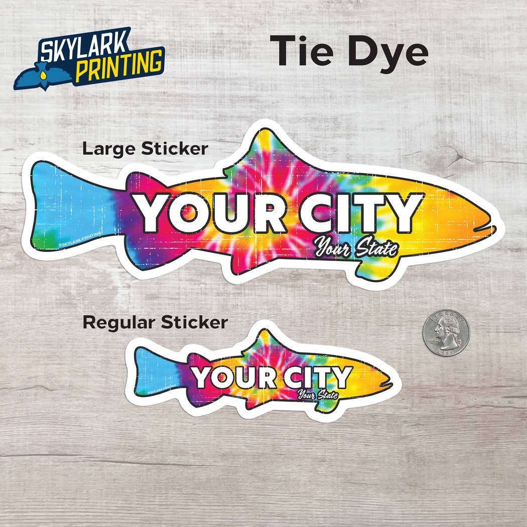 Custom Trout Souvenir Fish Sticker with Your Text: Original Color / Matte / Regular Size (Most Popular)