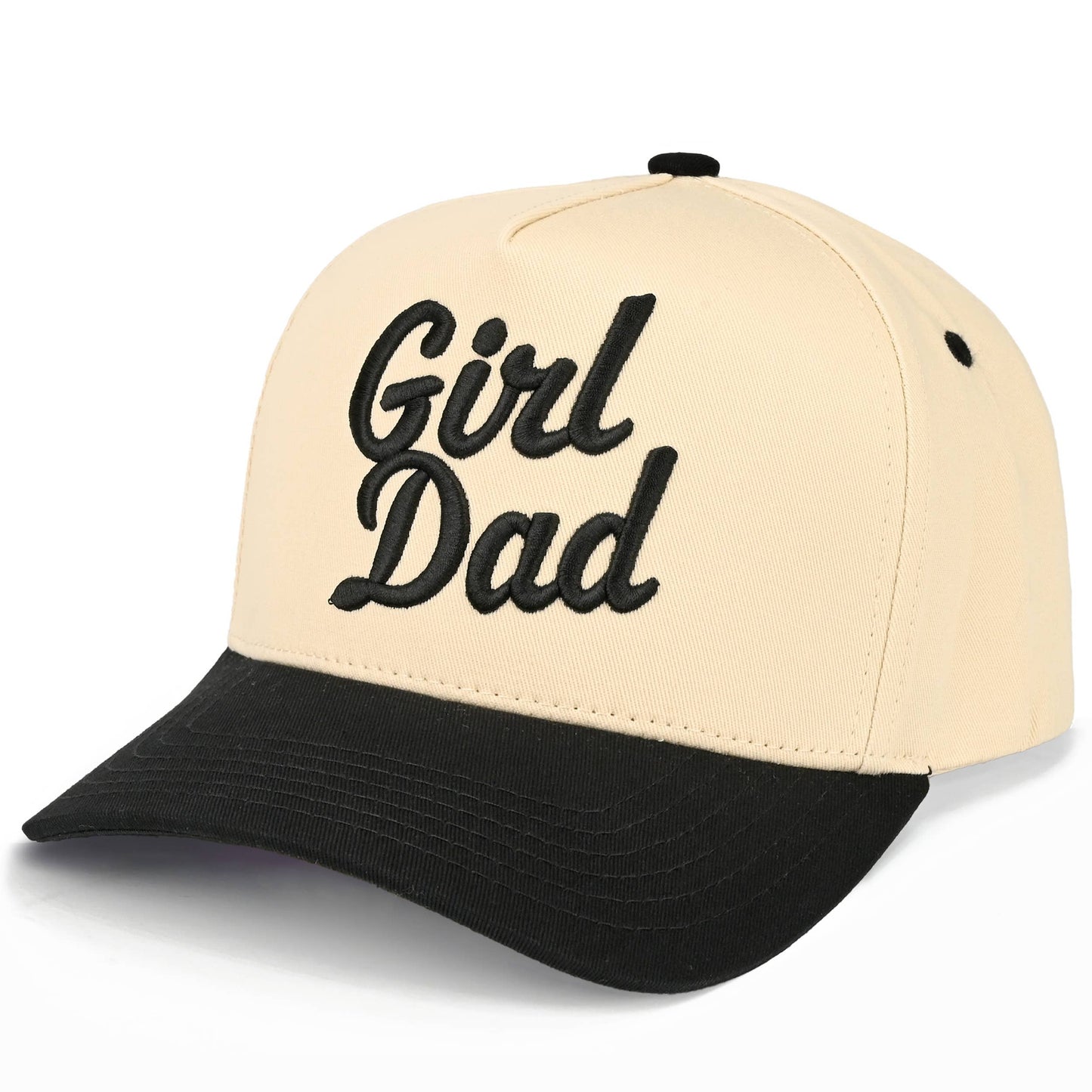 C.C GIRL DAD Letter Embroidered on Two Tone Trucker Hat: Black