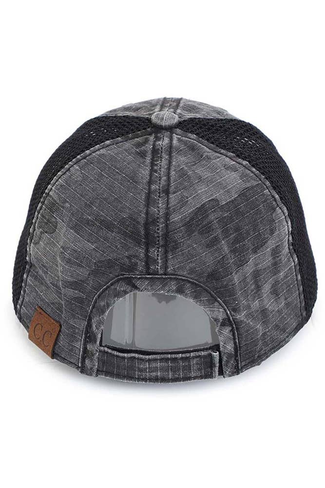 C.C American Flag Embroidery Camo Baseball Cap: Gray