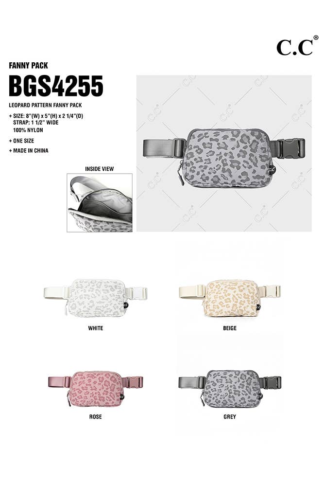 C.C Leopard Pattern Fanny Pack: White