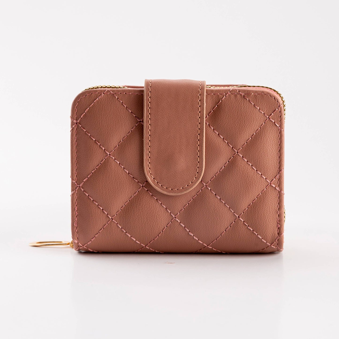 Diamond-Stitched Pattern Multi Slot  ID Window Wallet: Gray
