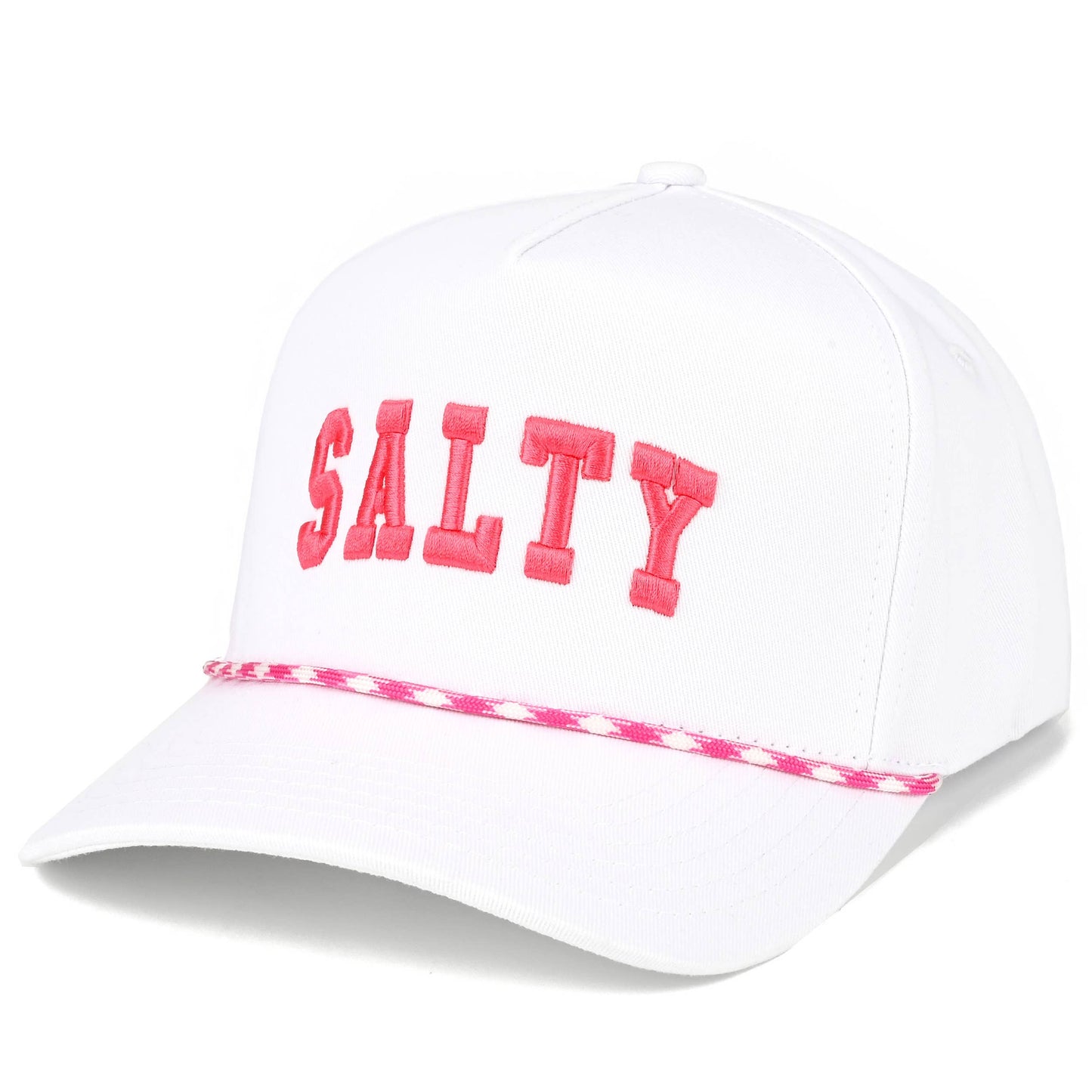 C.C SALTY Letter with Color Rope Trucker Hat: Hot Pink