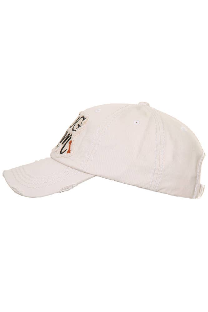 DOG MOM Patch Vintage Distressed Baseball Cap: Rose