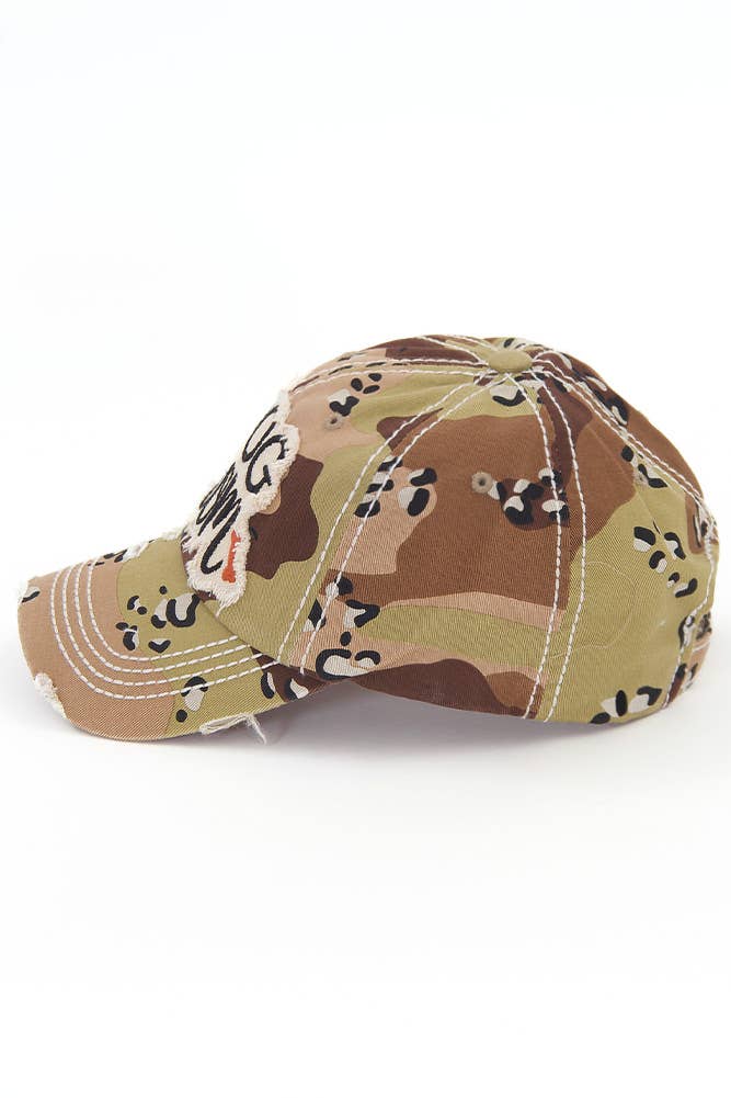 DOG MOM Patch Vintage Distressed Baseball Cap: Rose